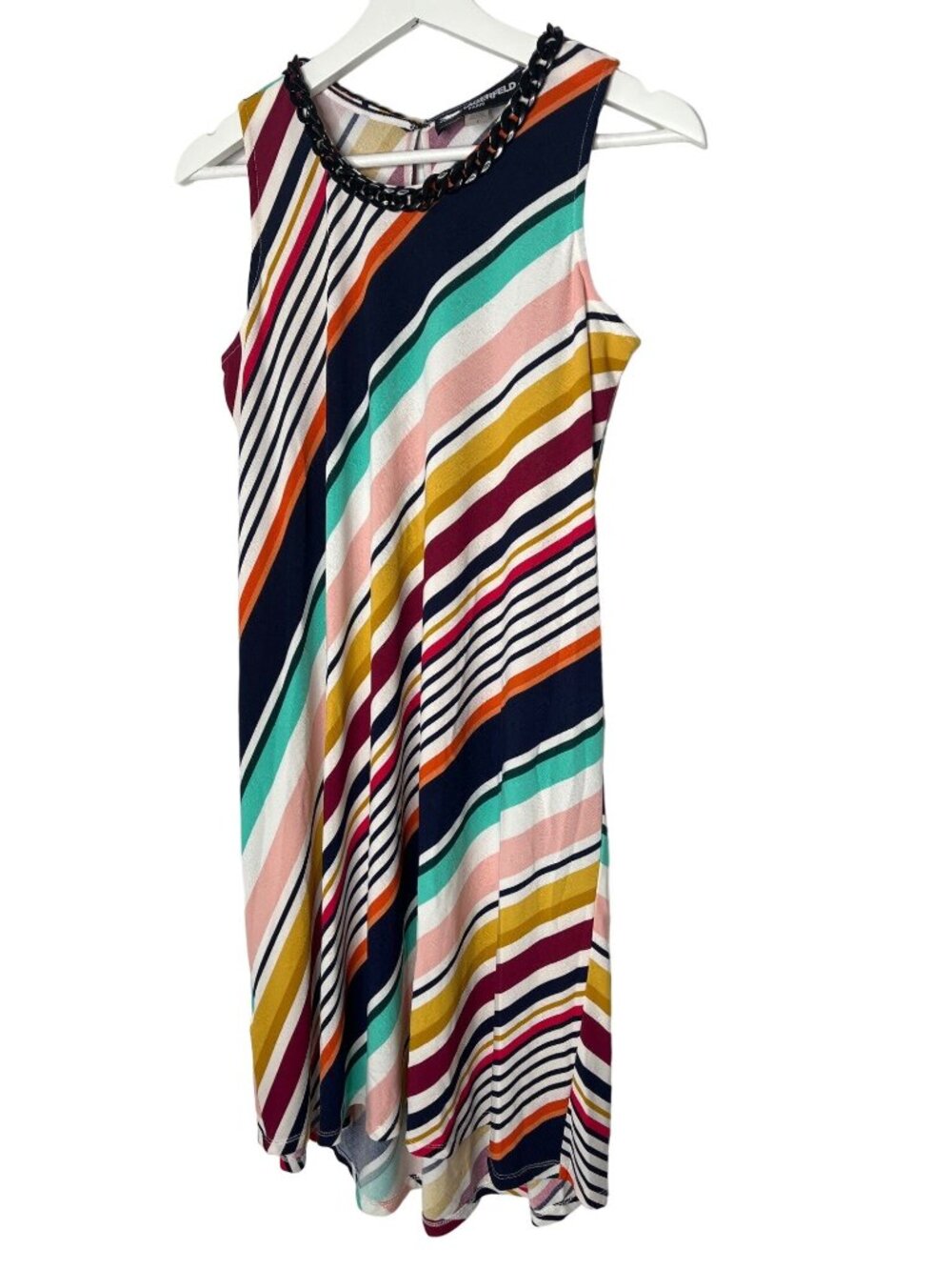 Karl Lagerfeld Paris Womens 4 Striped Sleeveless Midi Dress Colorblock Summer